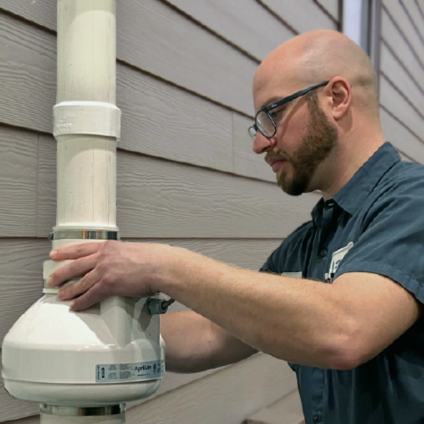 Kettle Moraine radon tech installing radon mitigation system