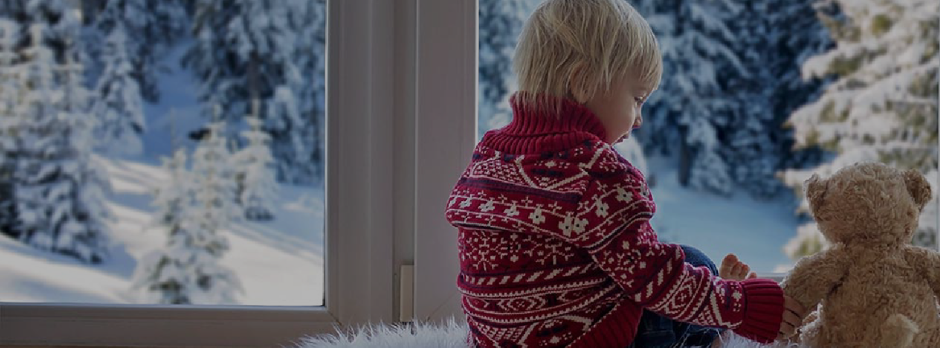 Child With Teddy Bear Winter Image