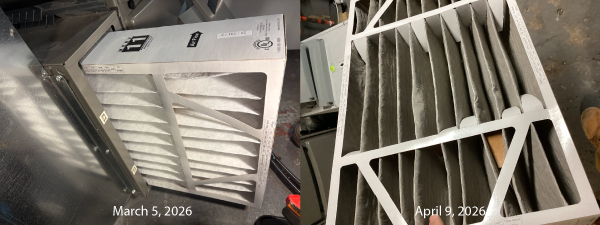 Dirty HVAC filter caused by incense smoke
