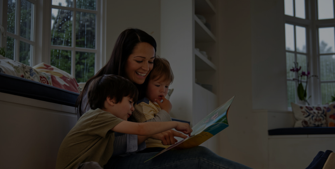 Family Comfortable At Home During Storm Image